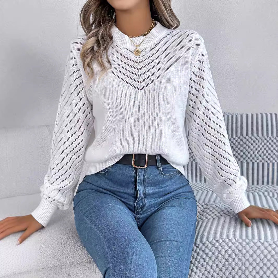 Casual Hollow Round Neck Pullover Sweater