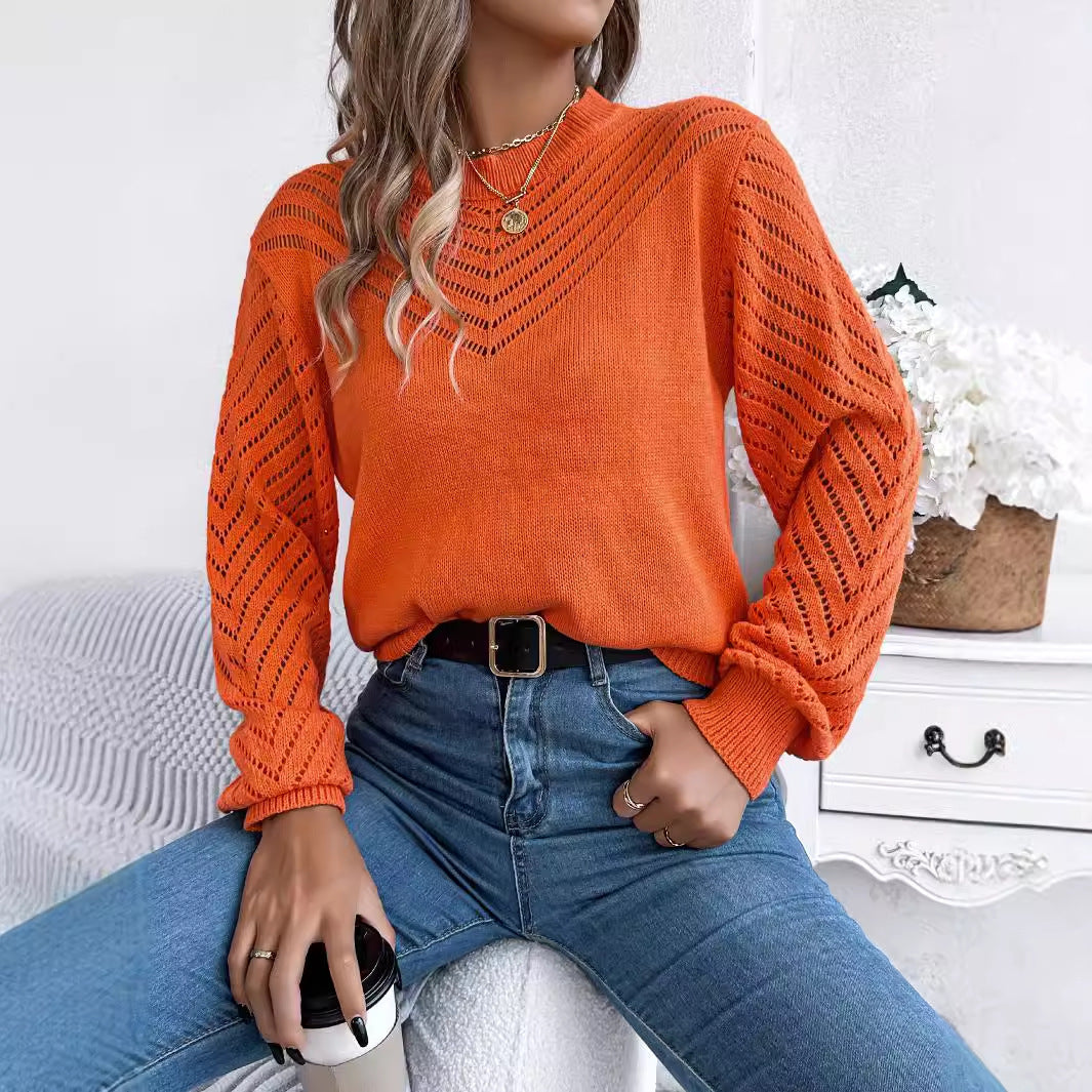 Casual Hollow Round Neck Pullover Sweater