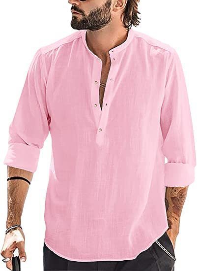 Men's Casual Stand-up Collar Long-sleeved Shirt