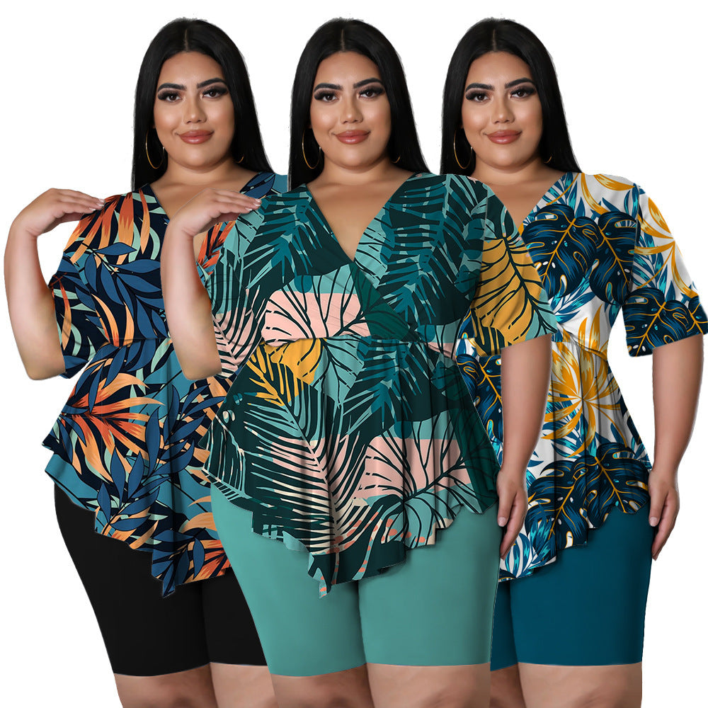 Plus Size Bohemia Printed Sexy Outfit