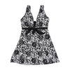 Plus size print skirt split swimsuit