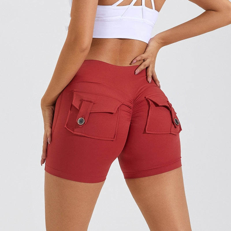 High Waist Hip Lifting Shorts with Pockets