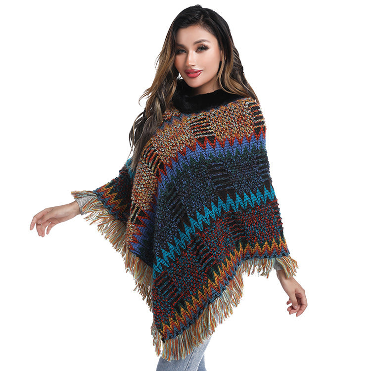 Women's Turtleneck Knitted Shawl for Autumn & Winter