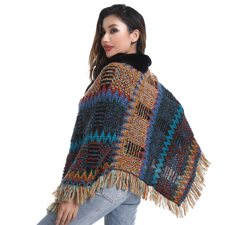 Women's Turtleneck Knitted Shawl for Autumn & Winter