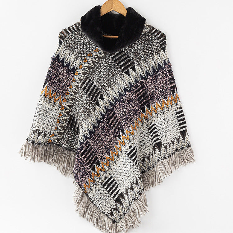 Women's Turtleneck Knitted Shawl for Autumn & Winter