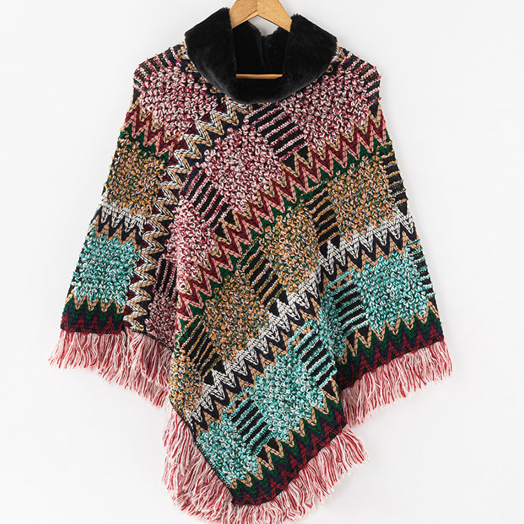 Women's Turtleneck Knitted Shawl for Autumn & Winter