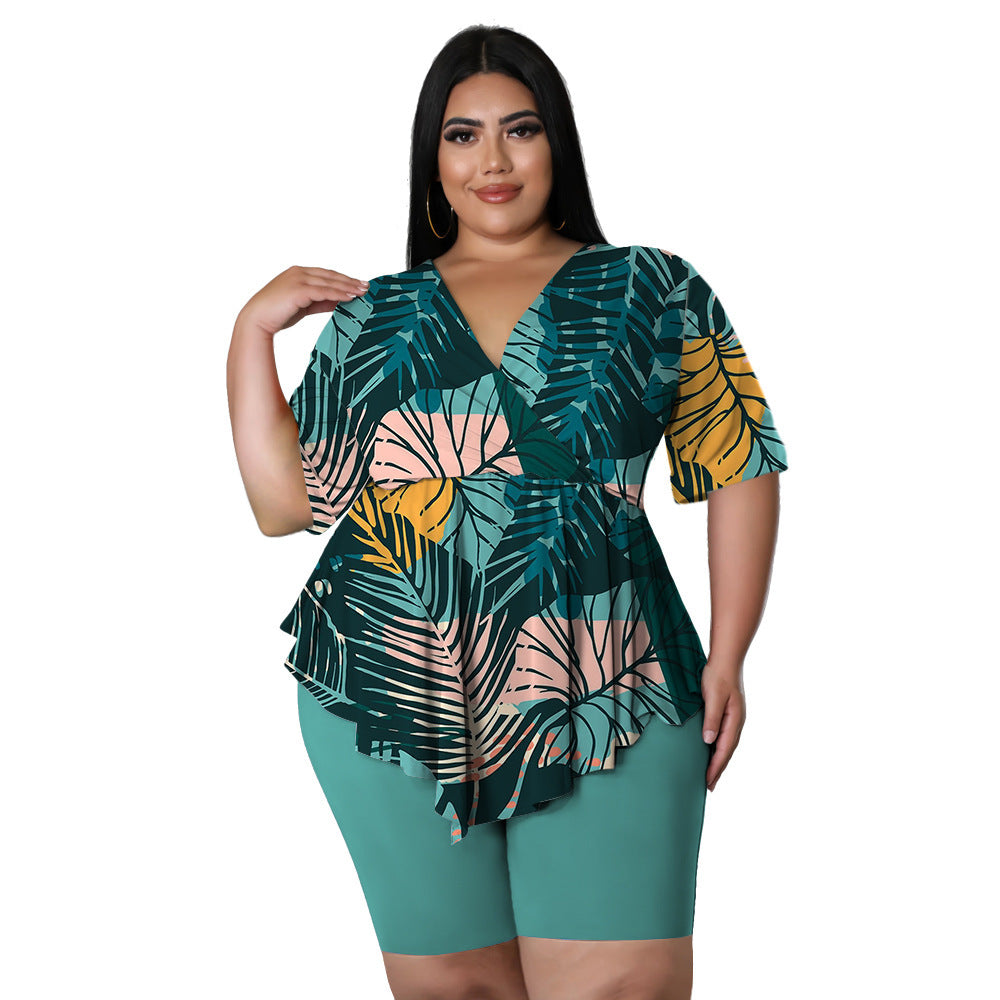 Plus Size Bohemia Printed Sexy Outfit