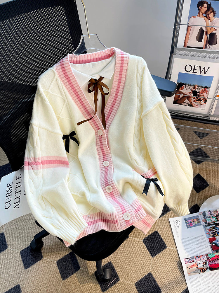 Women's Bow Sweater Coat for Autumn/Winter