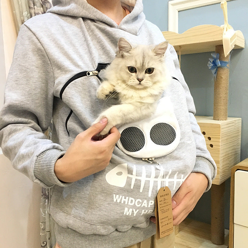 Women Hoodie Long Sleeve Sweatshirt with Cat Pet Pocket