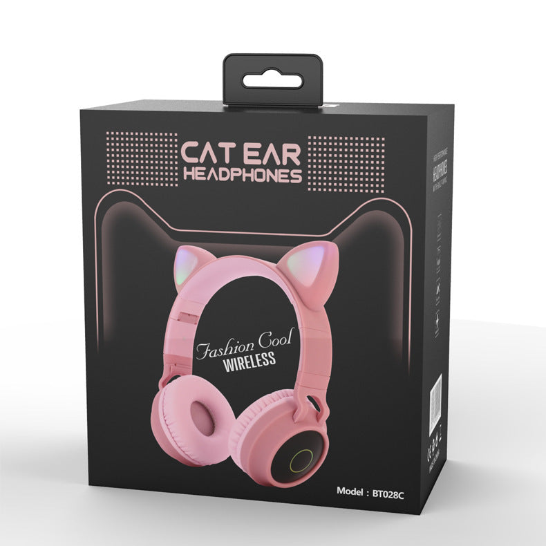 LED Light Cat Ear Wireless Bluetooth 5.0 Headphones