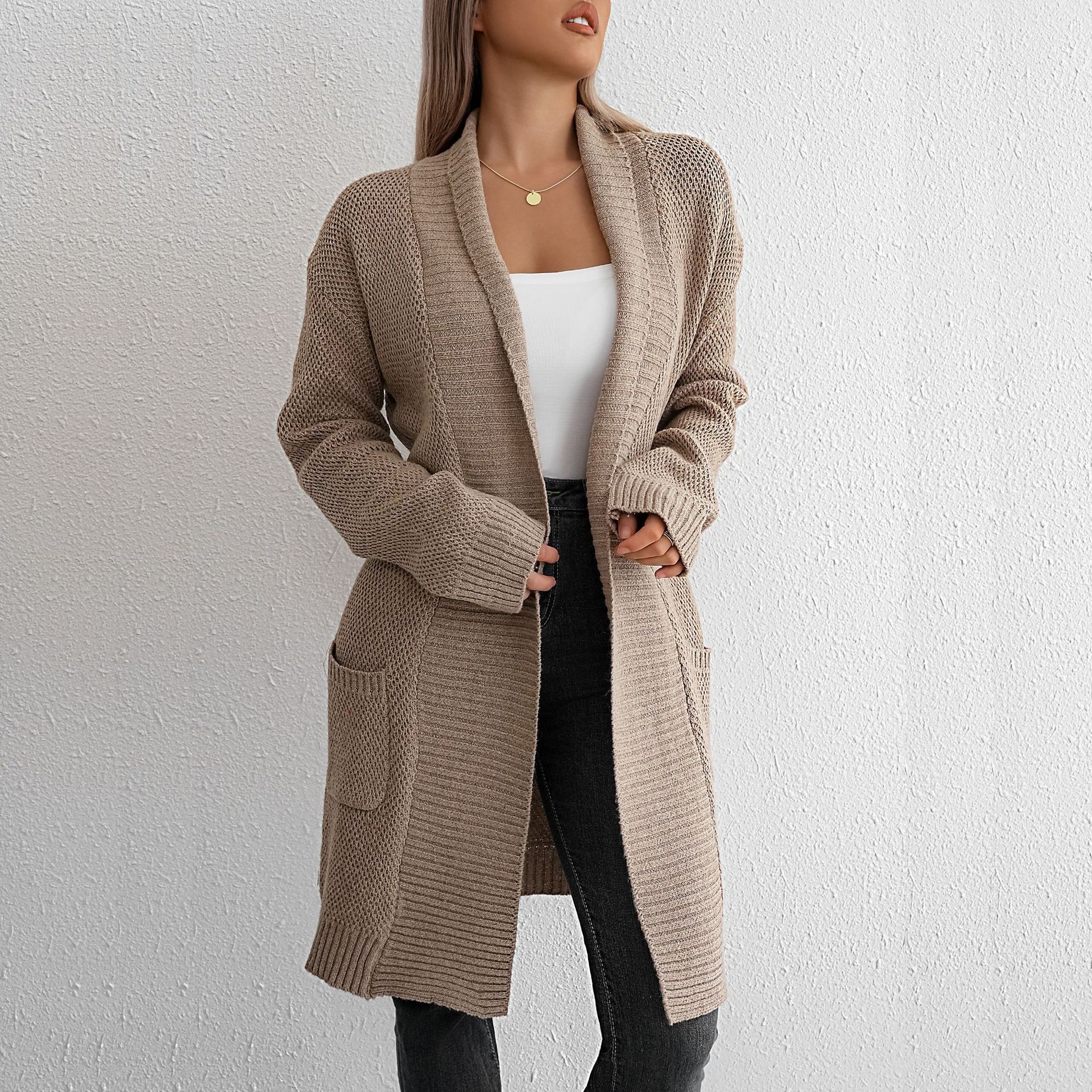 Lazy Sweater Loose Lapels Long Sleeve