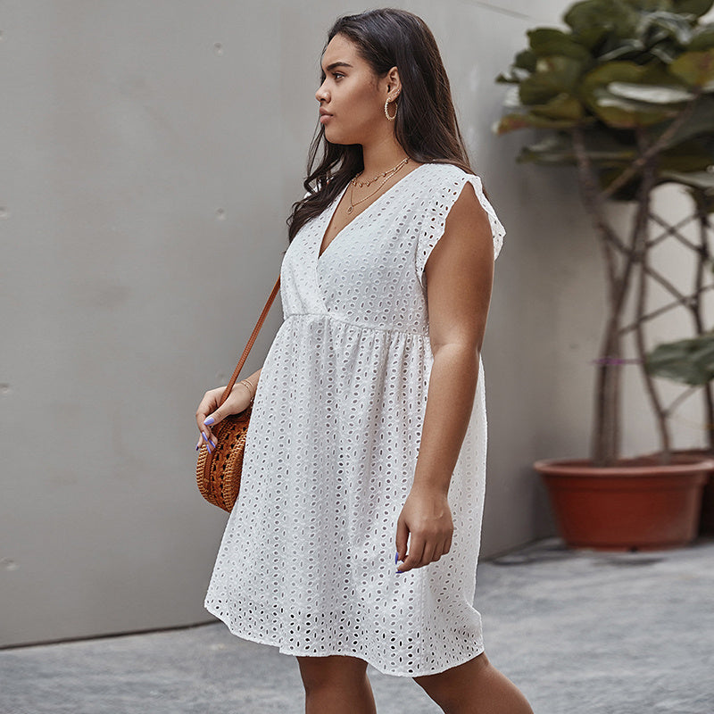 Plus size summer cutout dress