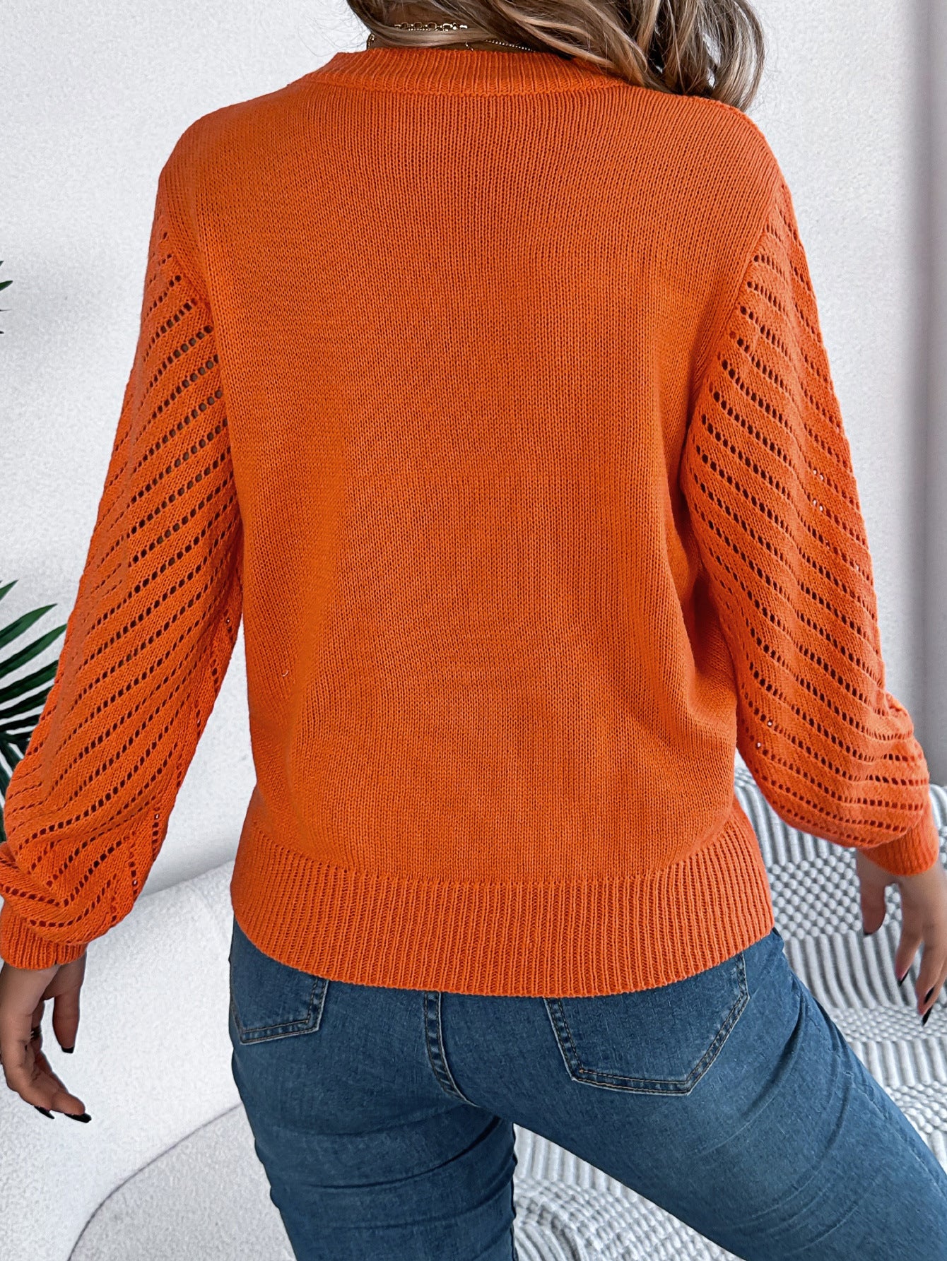 Casual Hollow Round Neck Pullover Sweater