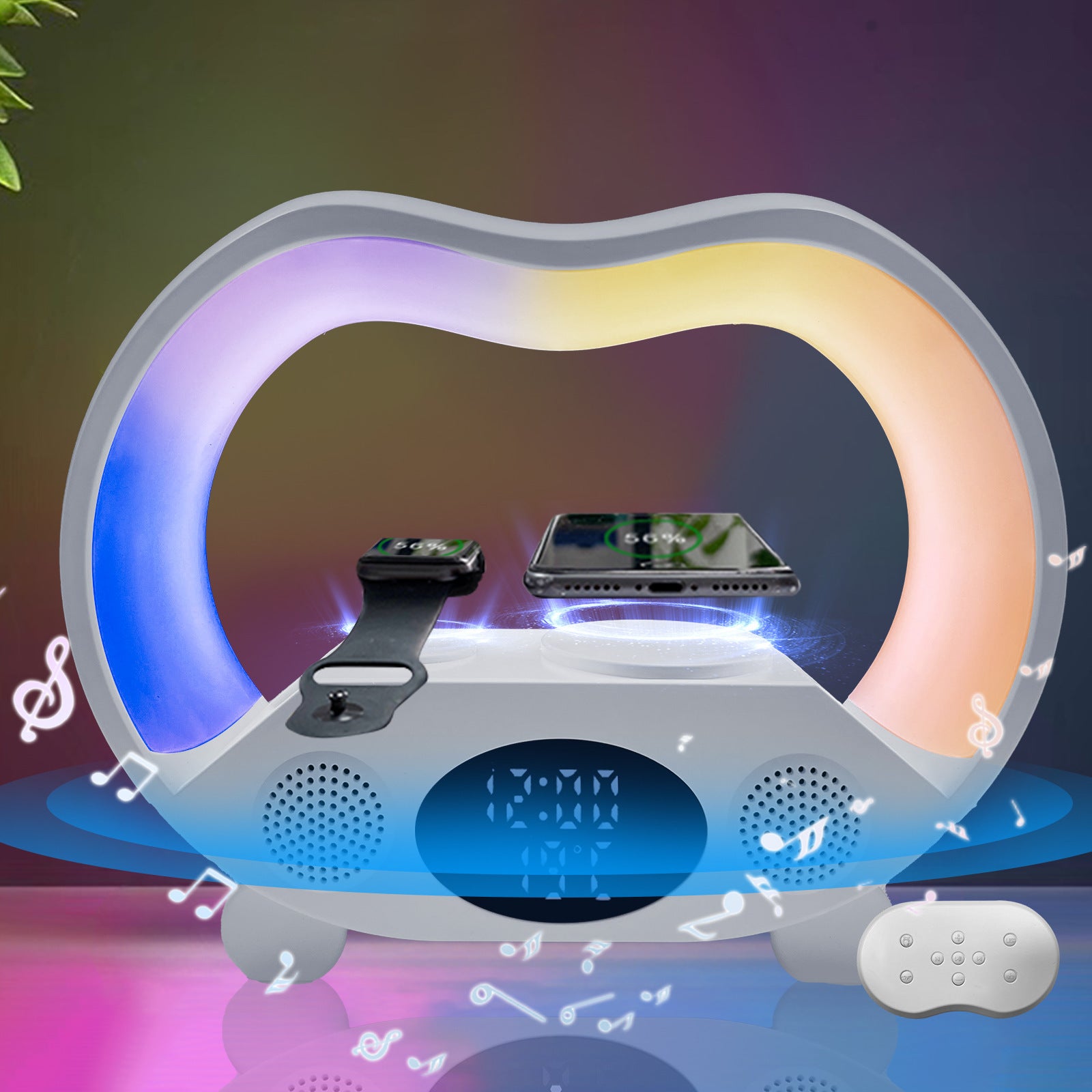 2024 6 In 1 Multi-function Wireless Charger Night Light Bluetooth Speaker