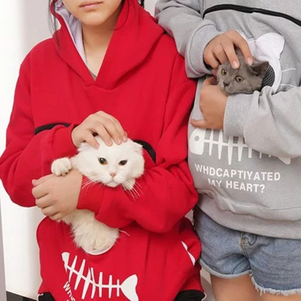 Women Hoodie Long Sleeve Sweatshirt with Cat Pet Pocket