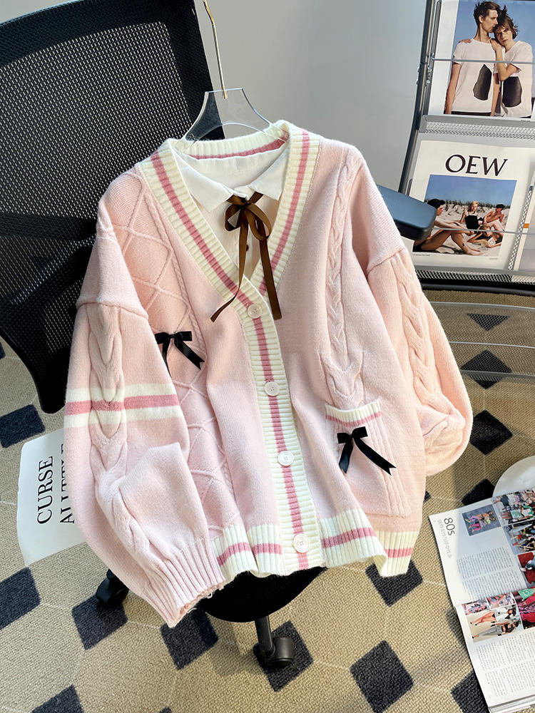 Women's Bow Sweater Coat for Autumn/Winter