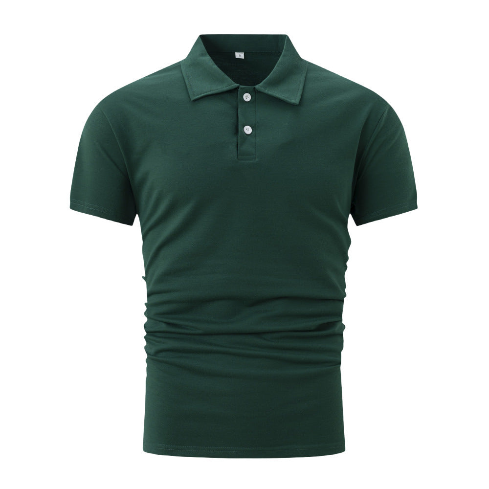 Men Short Sleeve Polo Lapel Button Shirt