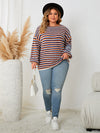 Plus Size Women's Striped Loose Round Neck Pullover Top