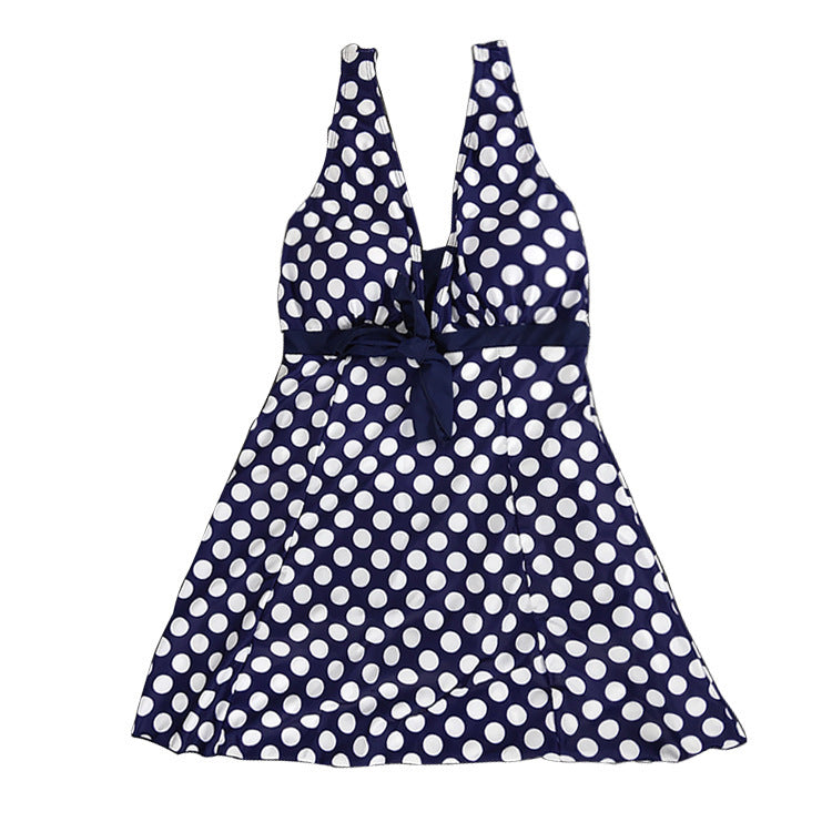 Plus size print skirt split swimsuit