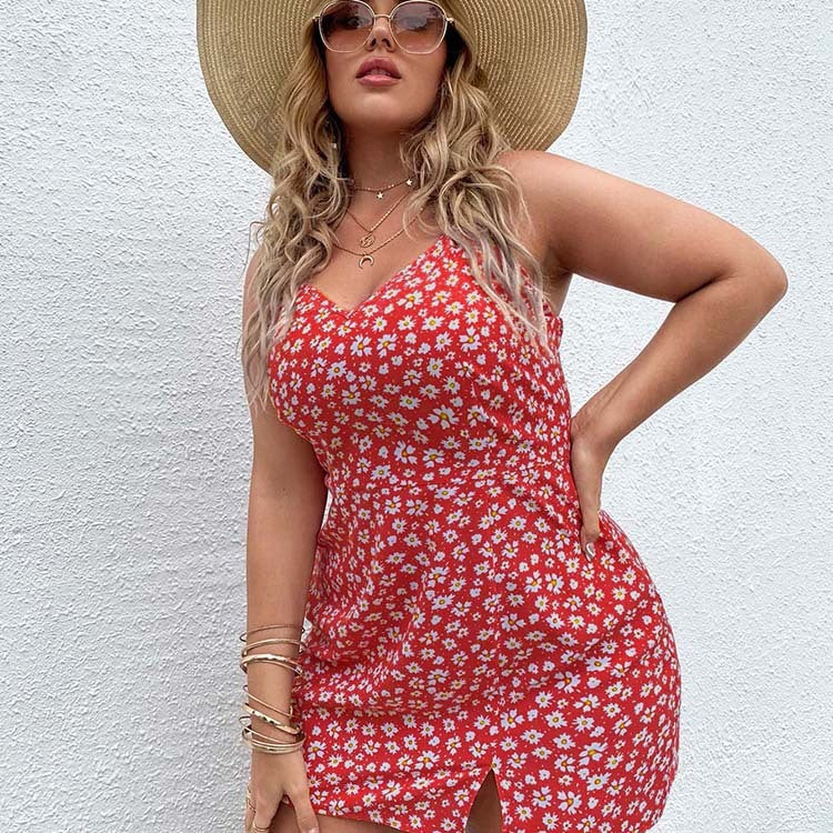 Plus Size Print Halter Dress