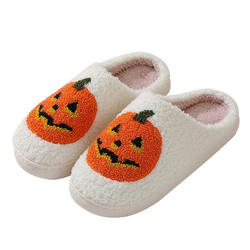 Halloween Pumpkin Cartoon Warm Winter Indoor Slippers Men and Women