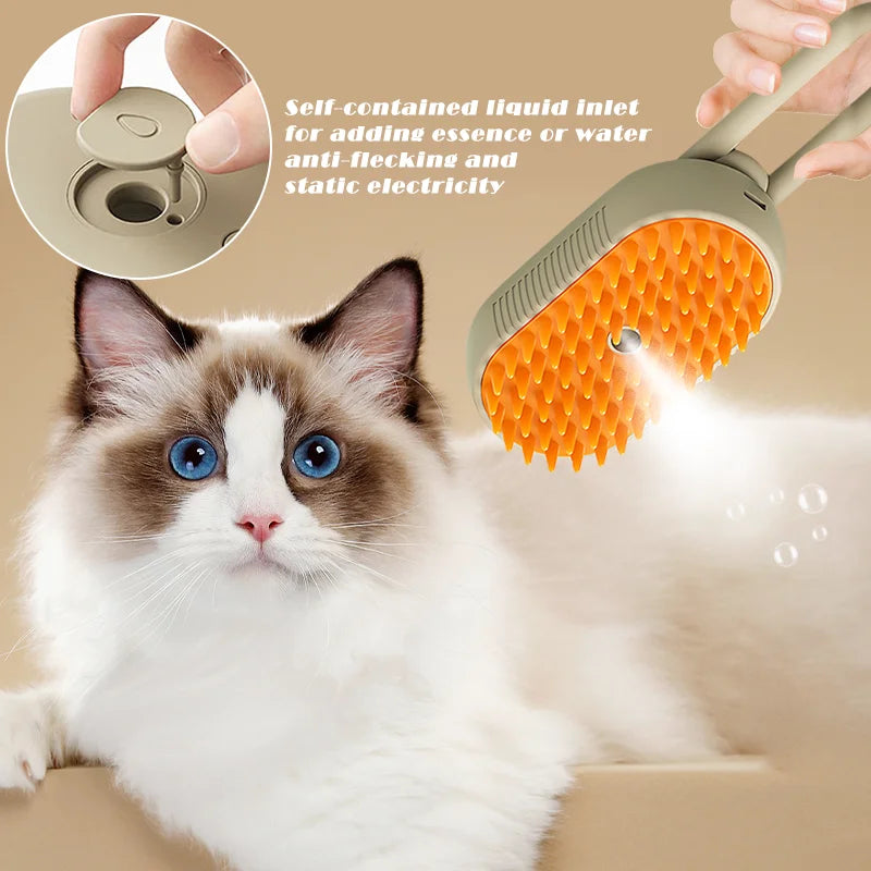 3-in-1 Pet Steam Brush for Cats and Dogs