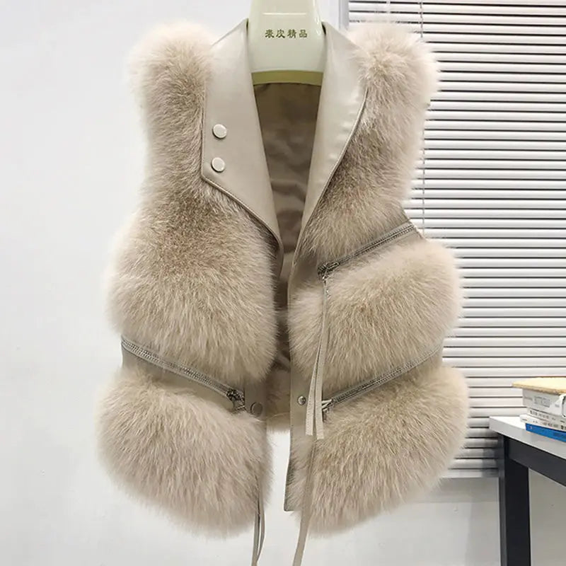 Sleeveless Faux Fur Vest Casual Coat