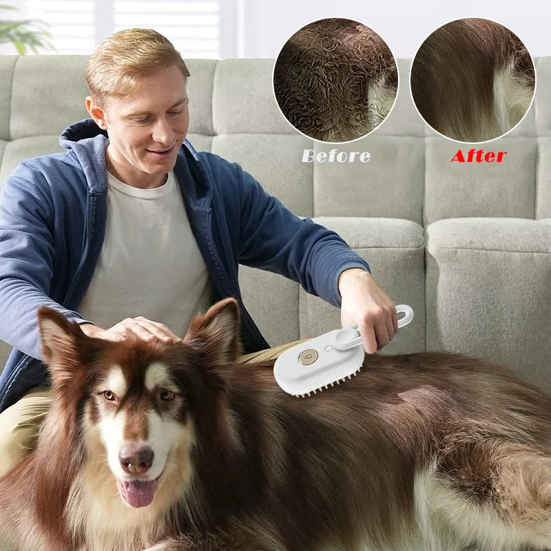 3-in-1 Pet Steam Brush for Cats and Dogs