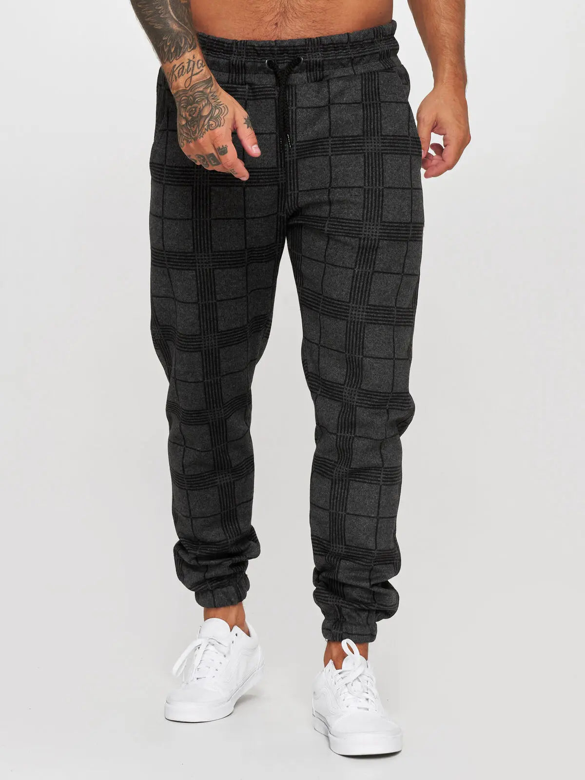 2021 Fashion Plaid Print Men's Slim Pants