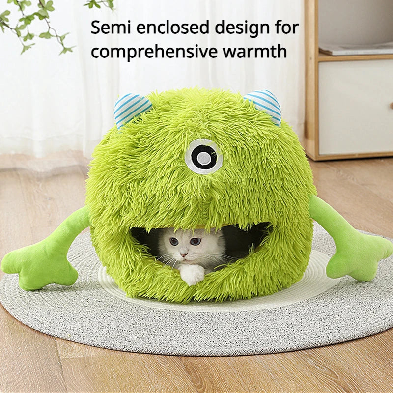 Plush Monster Pet Nest Winter Cat Bed