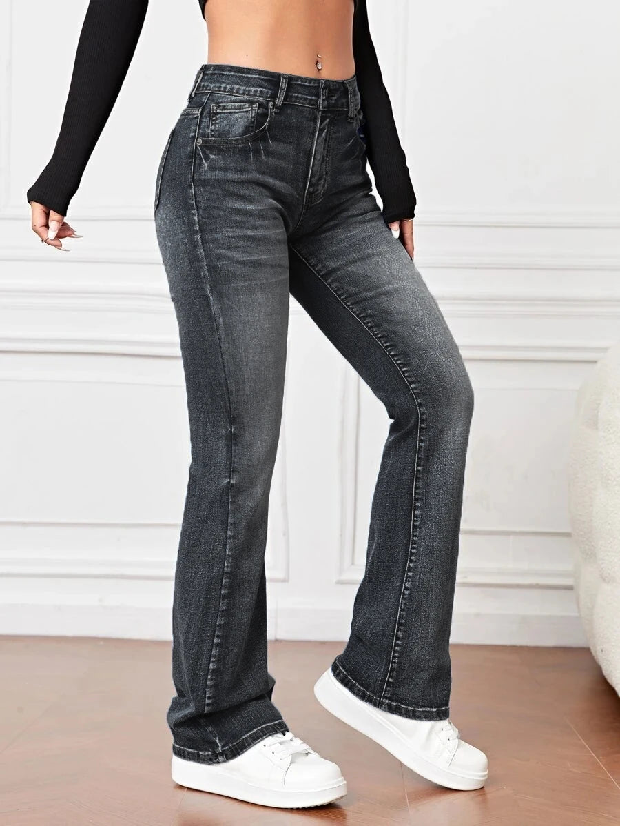 Fashion High Waist Boot Cut Stretch Denim Pants