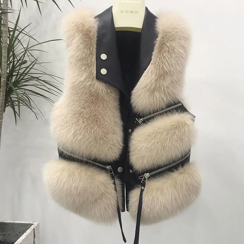 Sleeveless Faux Fur Vest Casual Coat