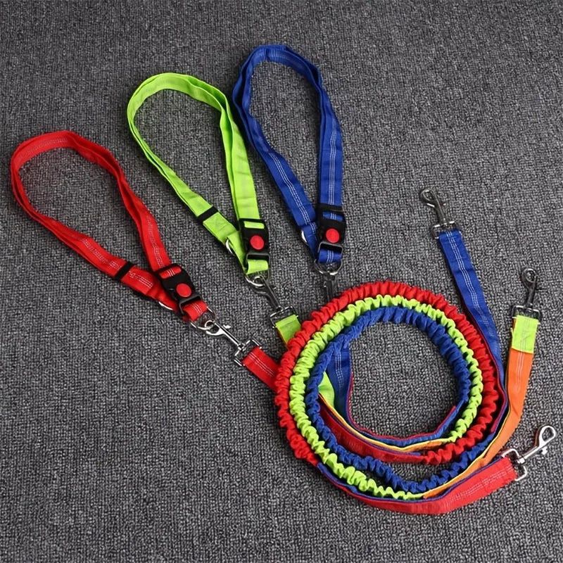 Hands-Free Dog Collar Retractable Bungee Leash Harness Set