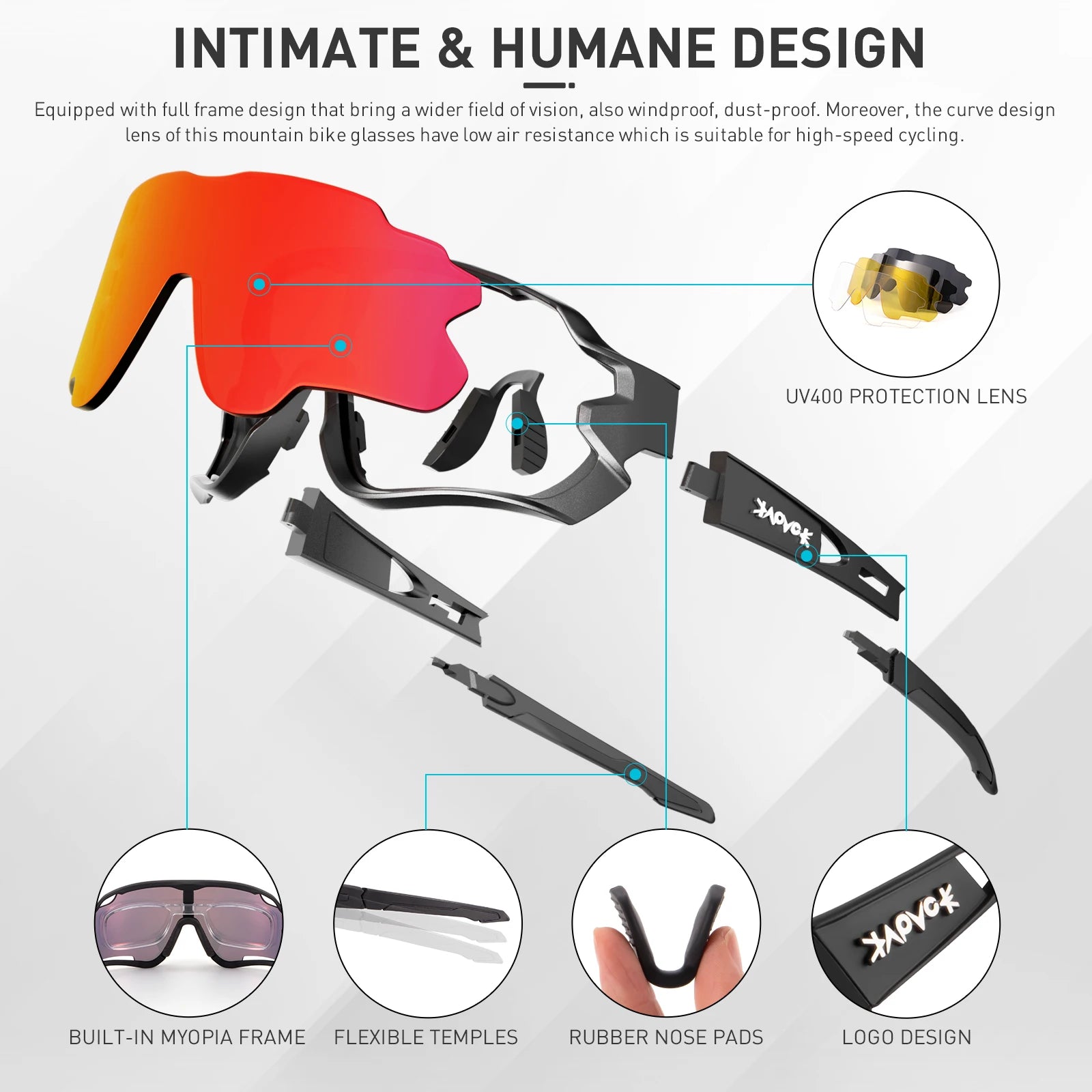 UV400 Cycling Sunglasses TR90 Frame