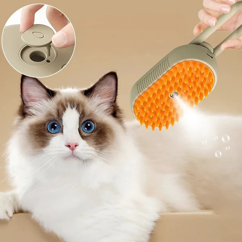 3-in-1 Pet Steam Brush for Cats and Dogs