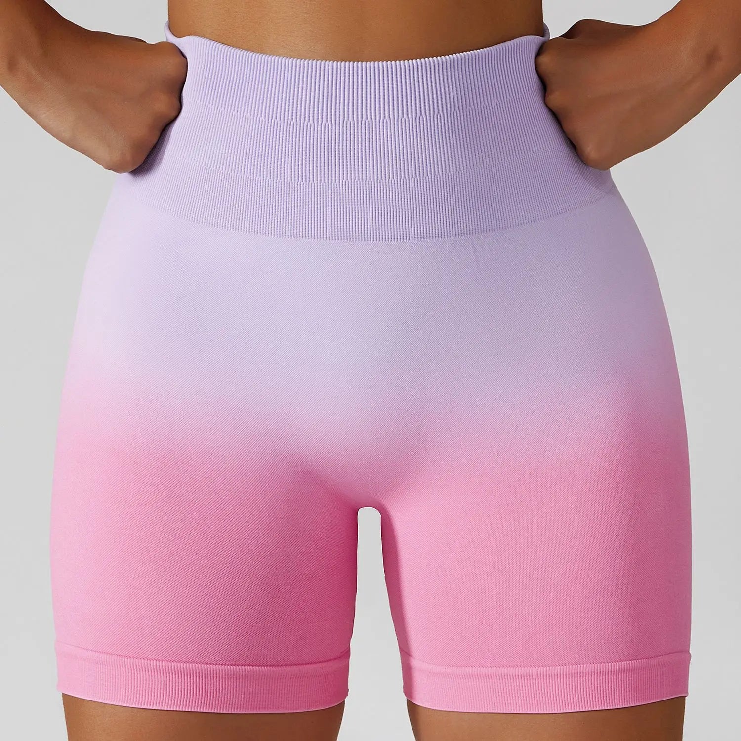 Gradient Seamless High Waist Elastic Butt Lifting Fitness Shorts