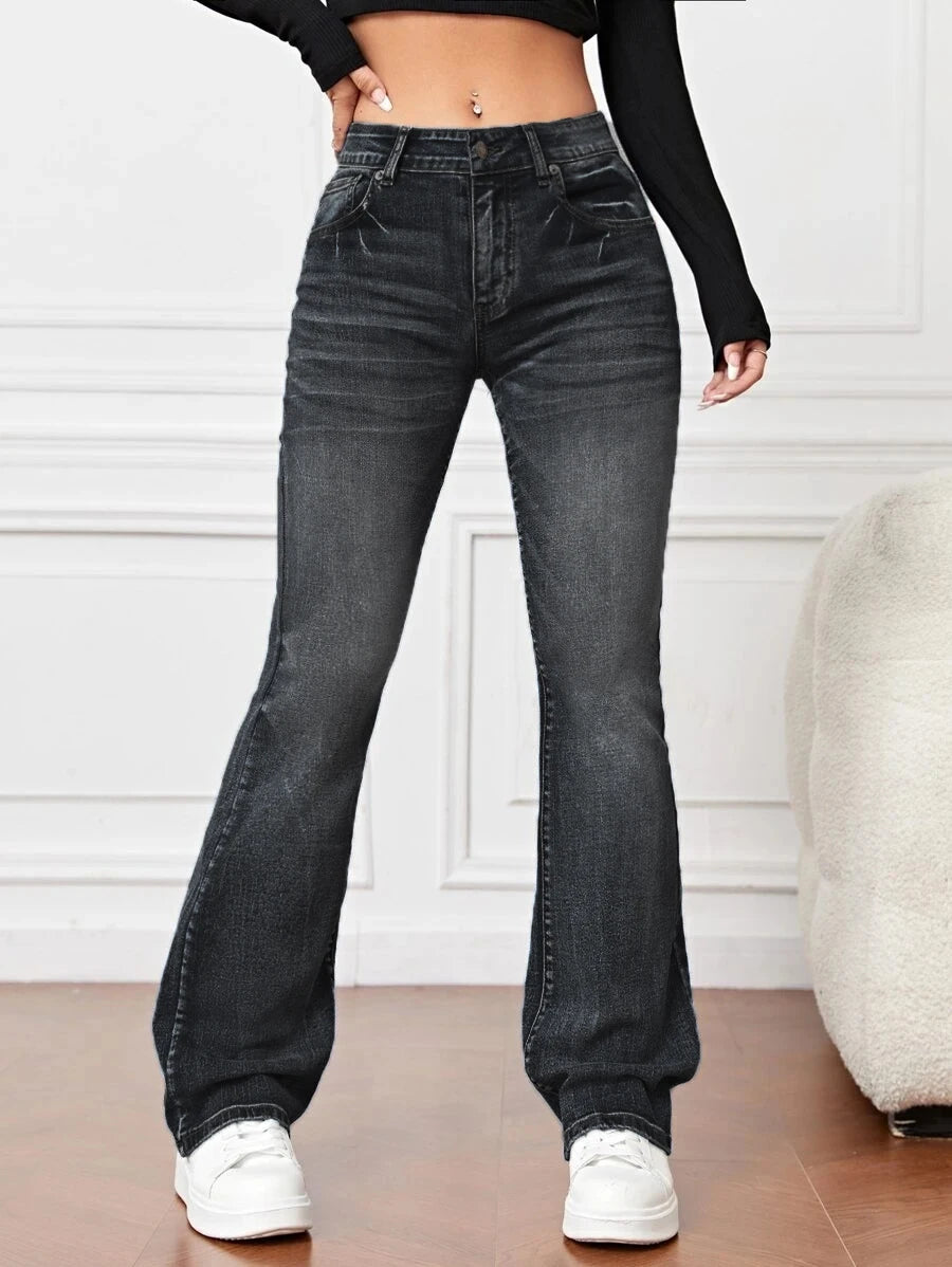 Fashion High Waist Boot Cut Stretch Denim Pants