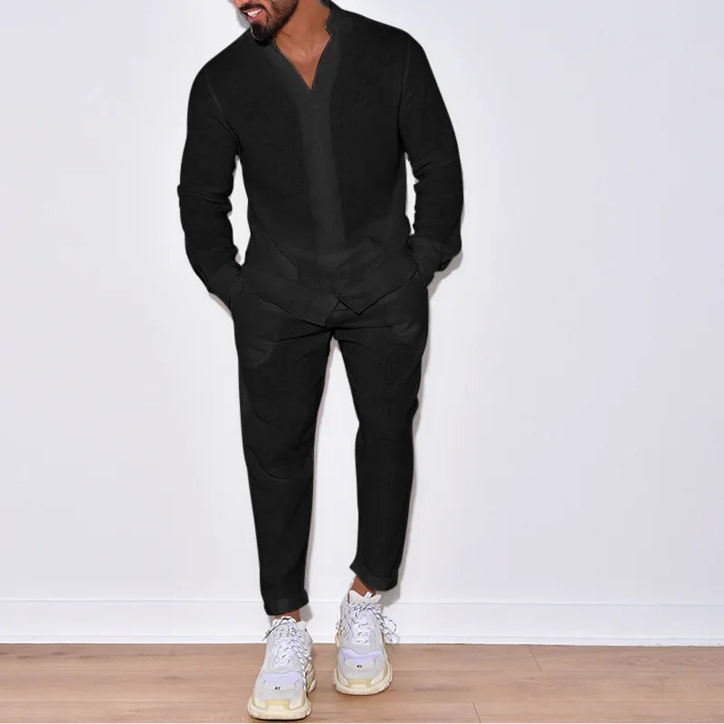 Men's Linen Leisure Suit Set - Spring/Autumn Fashion