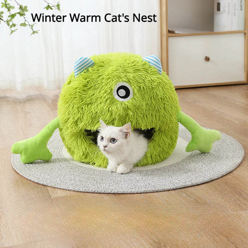 Plush Monster Pet Nest Winter Cat Bed