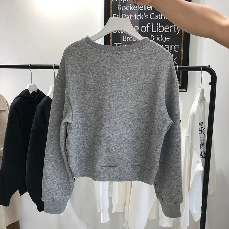 Ulzzang Cropped Sweatshirt | Casual College Fashion