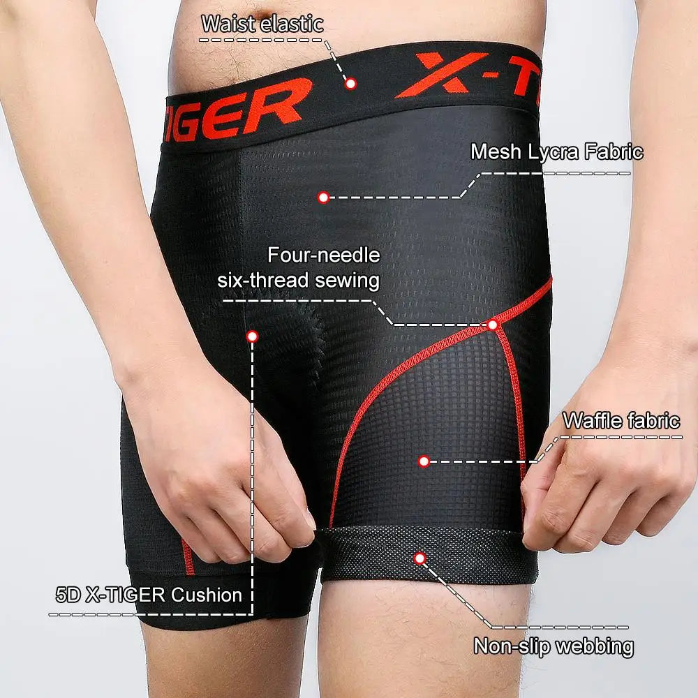 X-TIGER Men's Cycling Gel Pad Shockproof Shorts