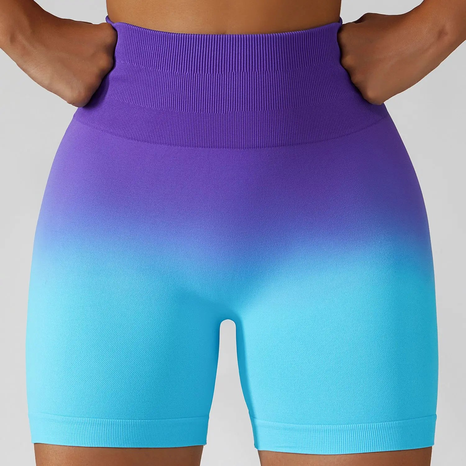 Gradient Seamless High Waist Elastic Butt Lifting Fitness Shorts