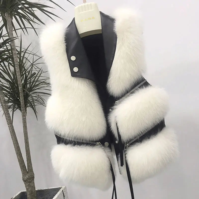 Sleeveless Faux Fur Vest Casual Coat