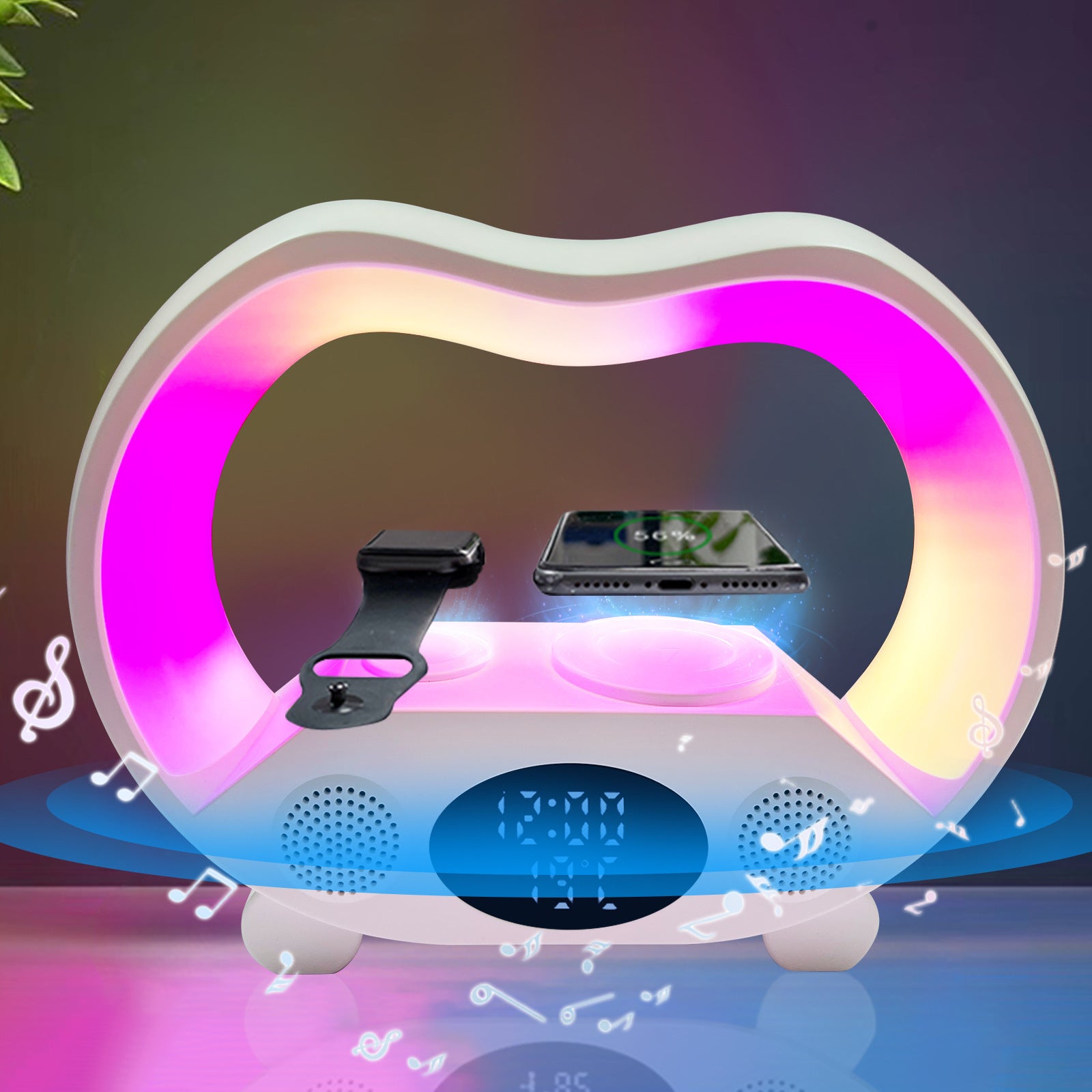 2024 6 In 1 Multi-function Wireless Charger Night Light Bluetooth Speaker