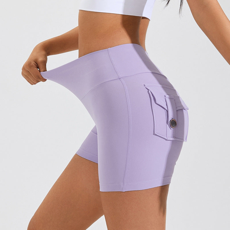 High Waist Hip Lifting Shorts with Pockets