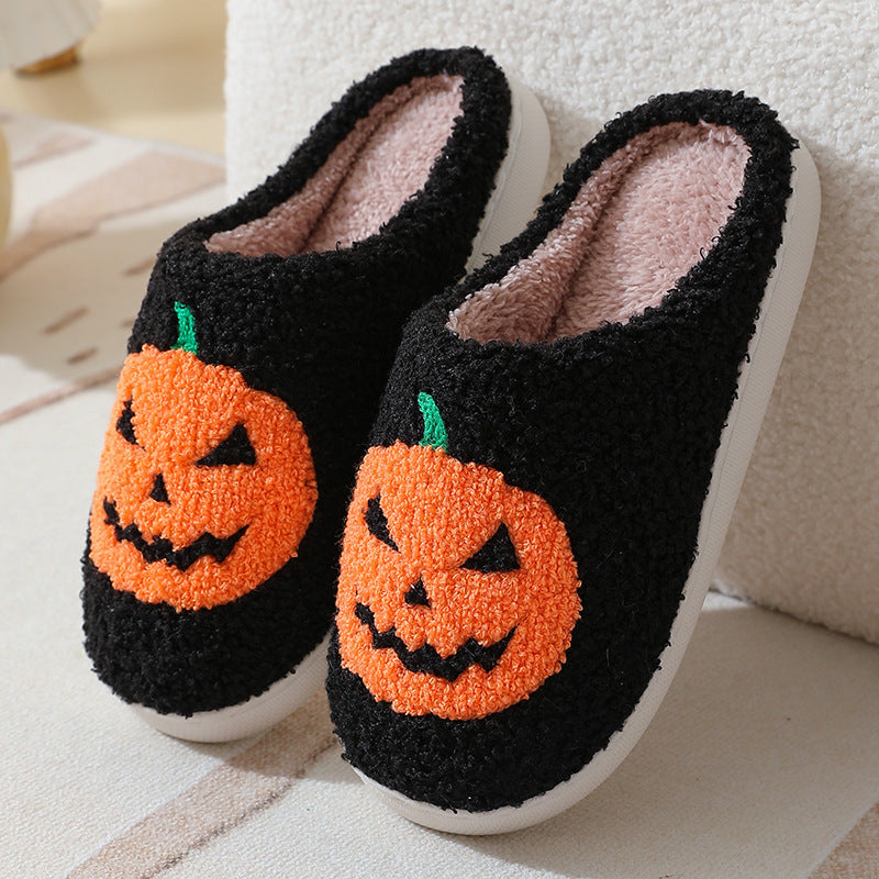 Halloween Pumpkin Cartoon Warm Winter Indoor Slippers Men and Women