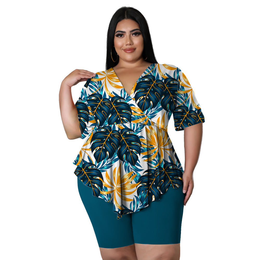 Plus Size Bohemia Printed Sexy Outfit