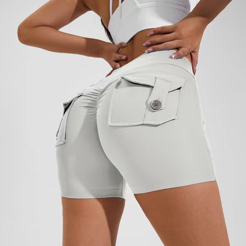 High Waist Hip Lifting Shorts with Pockets