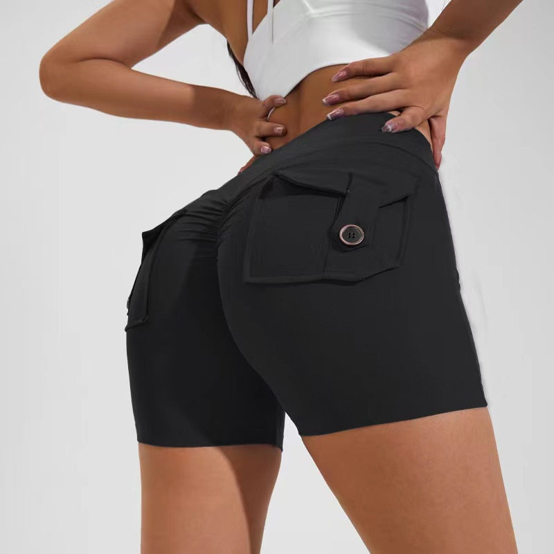 High Waist Hip Lifting Shorts with Pockets