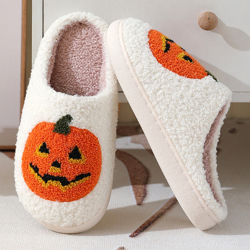 Halloween Pumpkin Cartoon Warm Winter Indoor Slippers Men and Women